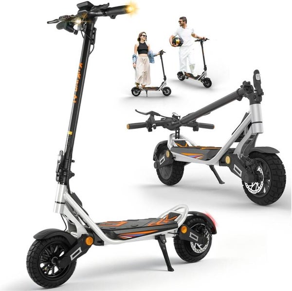Trottinette Electrique Adulte 1000W - 45km Autonomie 10" Tubeless Pliable Tout-Terrain Trottinette Électrique, Double Suspension