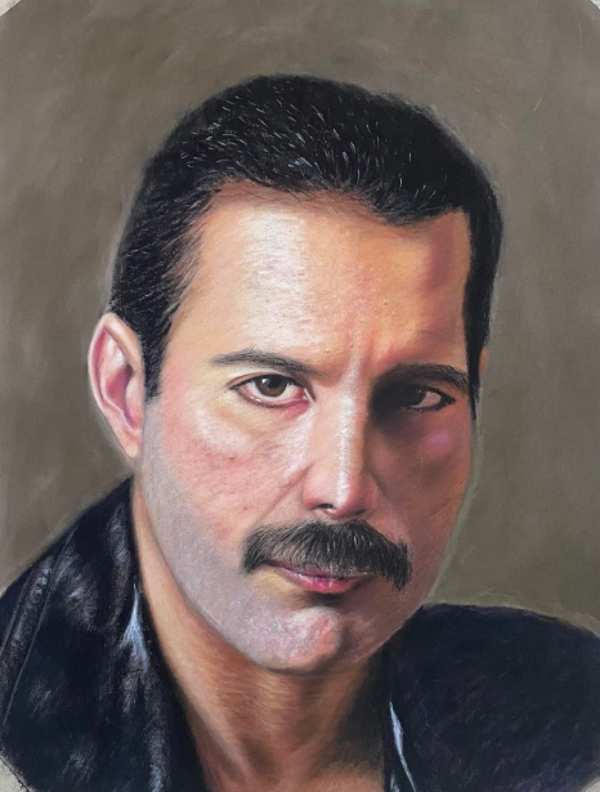 Ritratto Freddy Mercury, soft pastel, 30x40