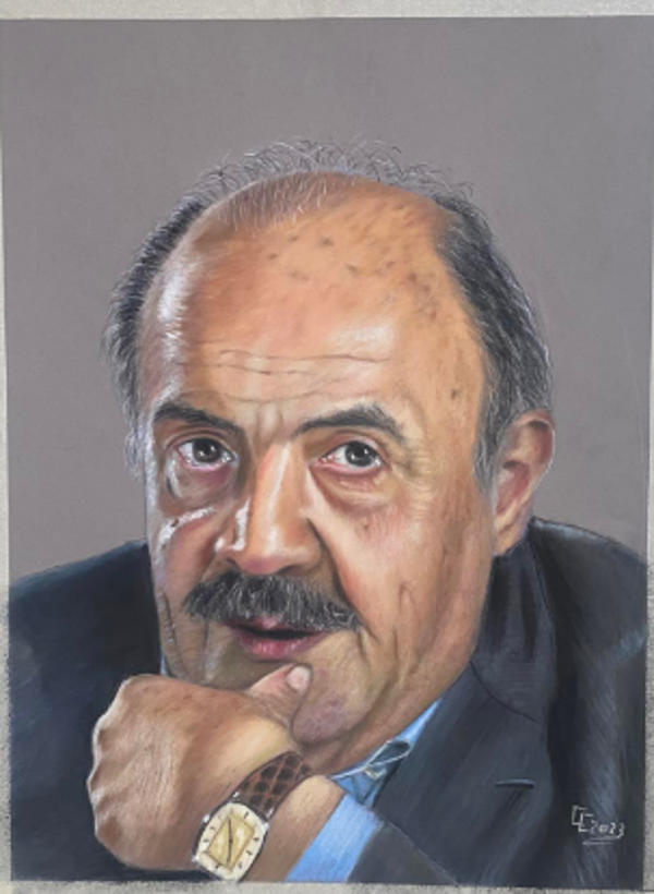 Ritratto Maurizio Costanzo, soft pastel, 30x40