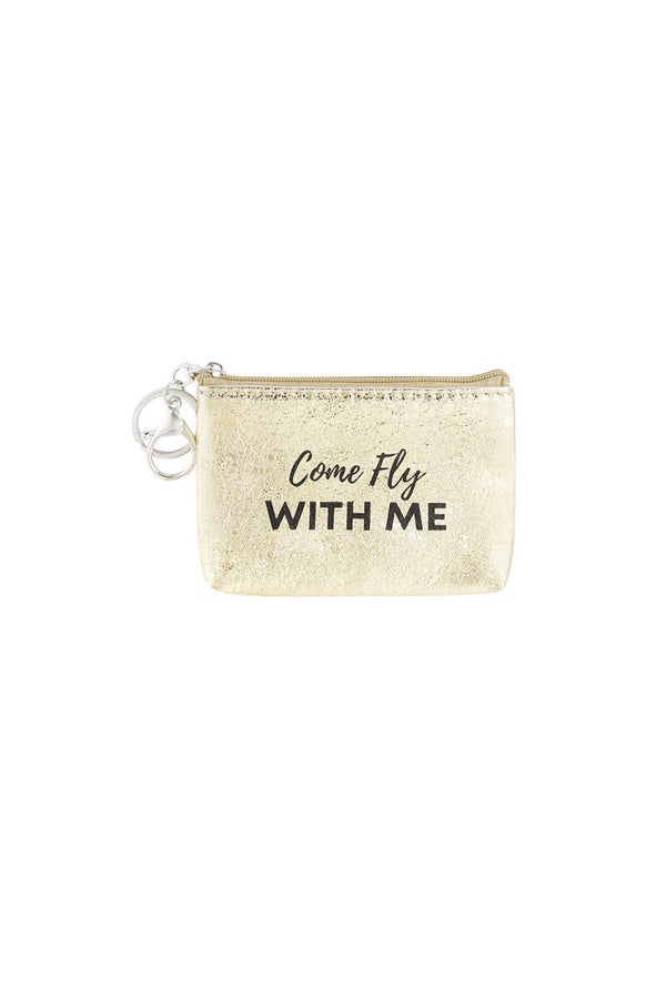 Portemonnee metallic come fly with me goud