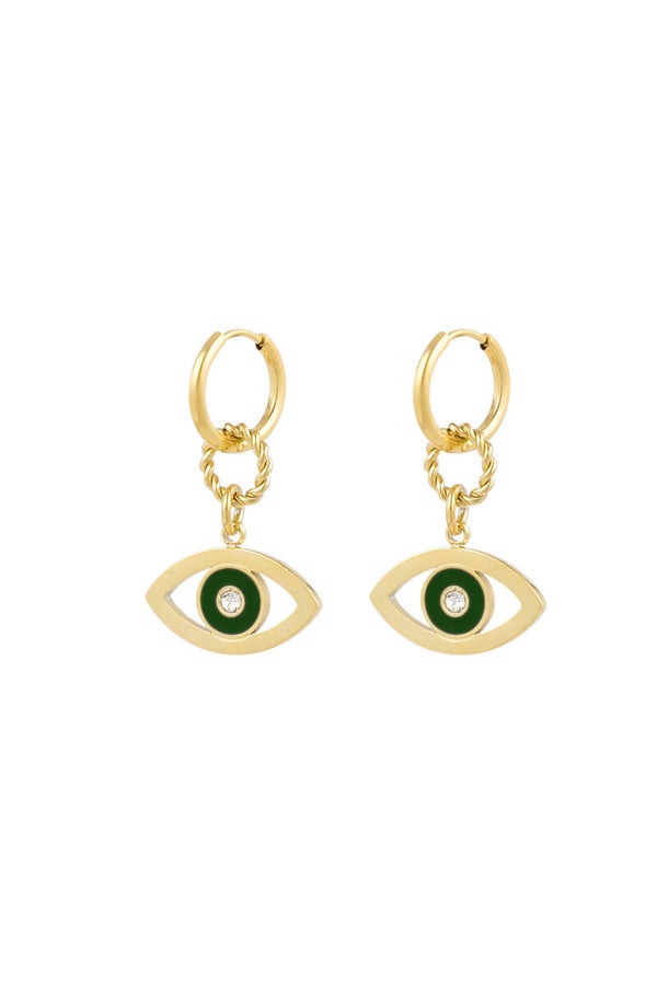 oorbellen eye want you groen & goud