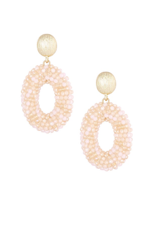 oorbellen discodip ovaal beige & goud