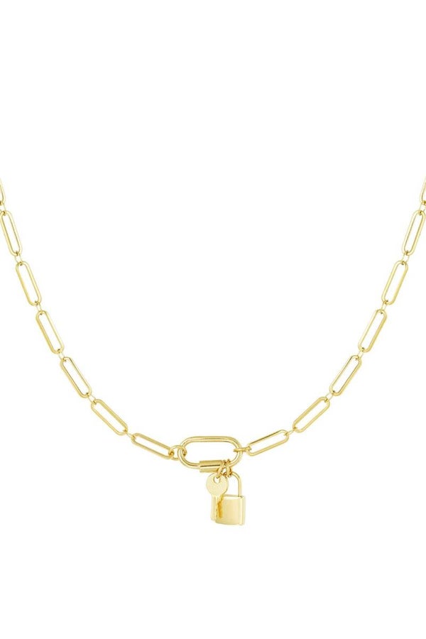 ketting schakels met slot en sleutel goud