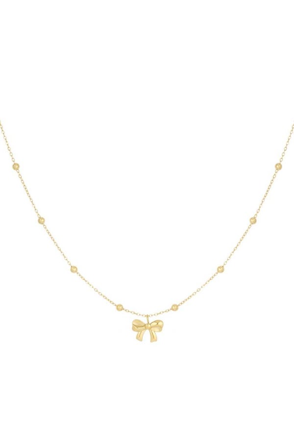 ketting met balletjes en strikje goud