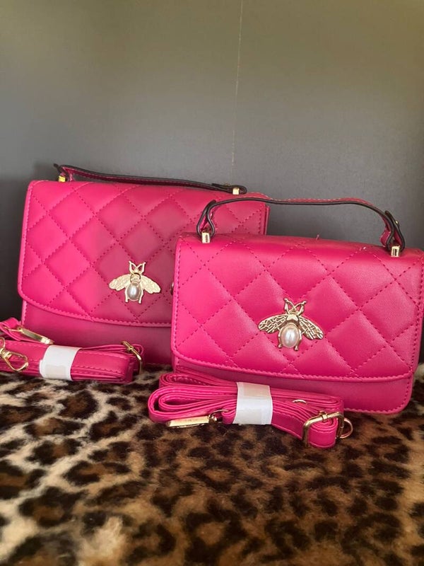 tassenset bee met de parel fuchsia
