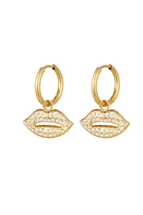 oorbellen lippen bedel goud