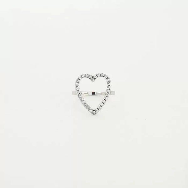 ring hart met steentjes zilver