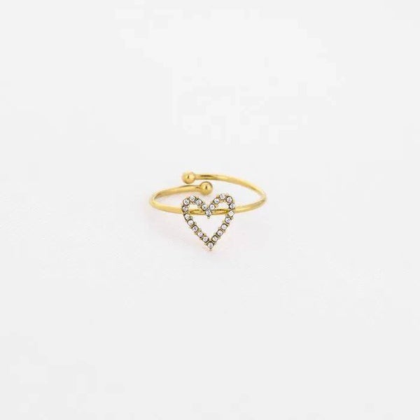 ring hart met steentjes goud