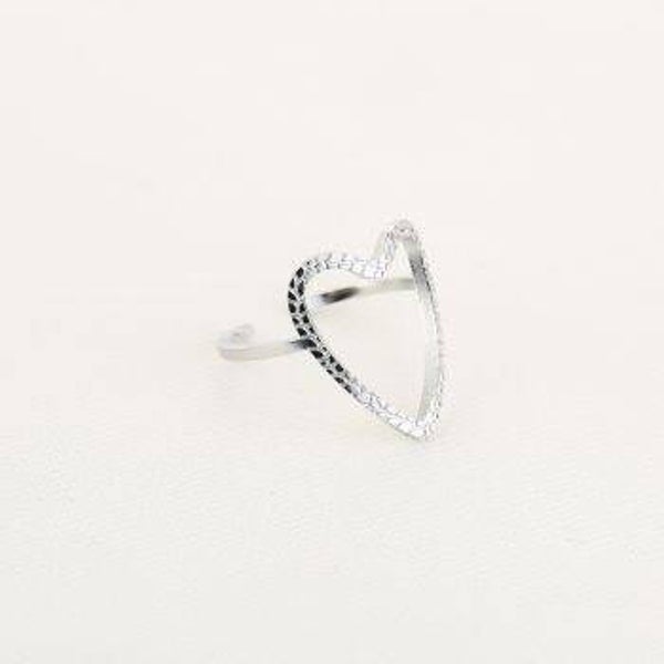 ring hart met print zilver