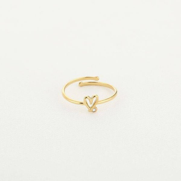 ring hart met steentje goud