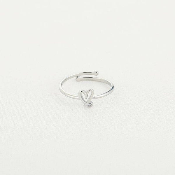 ring hart met steentje zilver