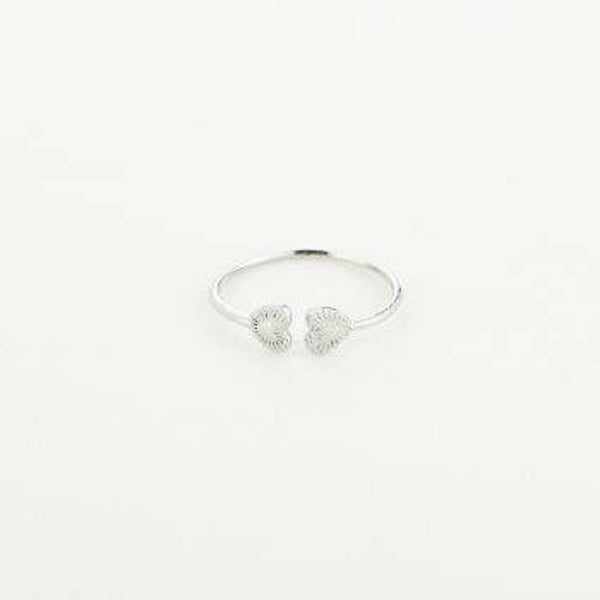 ring harten naar elkaar zilver