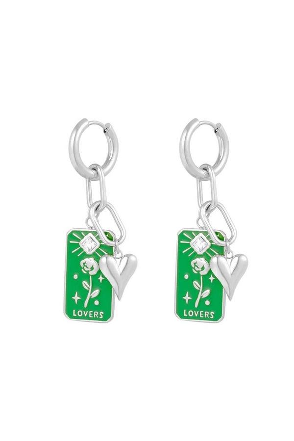 Oorbellen rose lovers groen & zilver