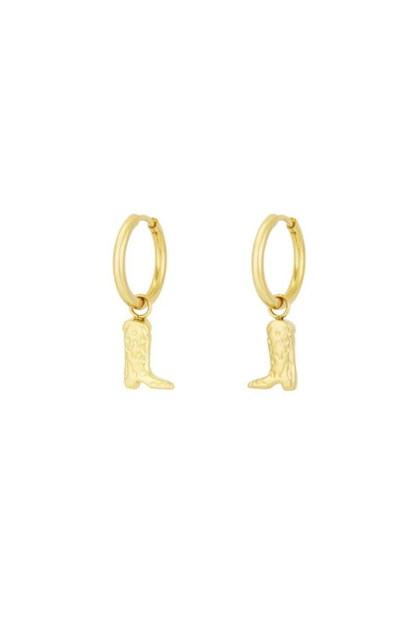 Oorbellen cowboylaars klein goud