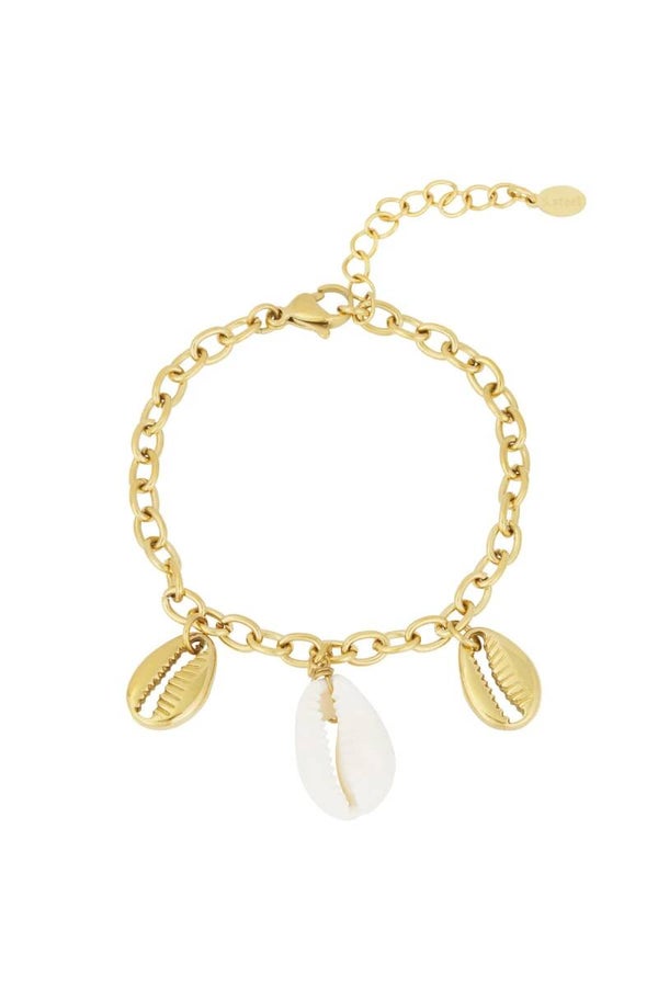 Bedelarmband schelp goud