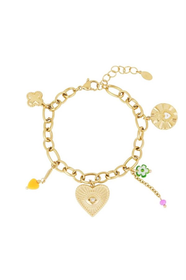 Bedelarmband happy goud