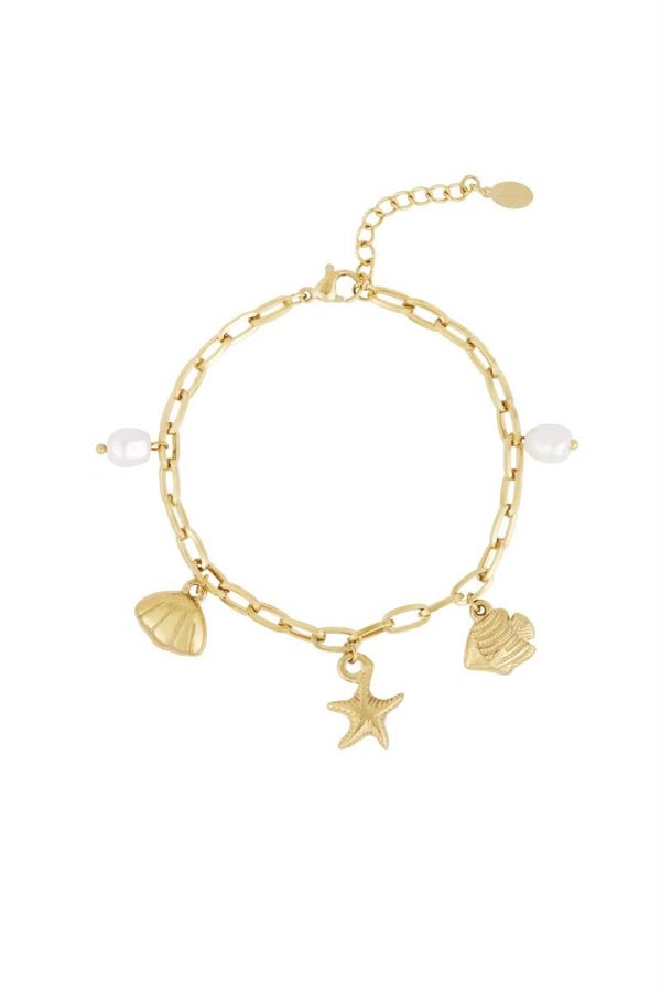 Bedelarmband see you soon goud