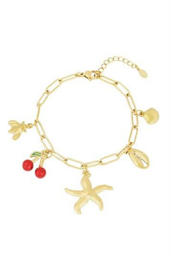 Bedelarmband cherry goud