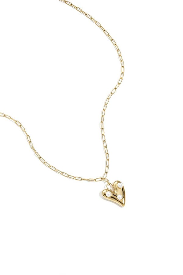 Ketting hart met parels goud