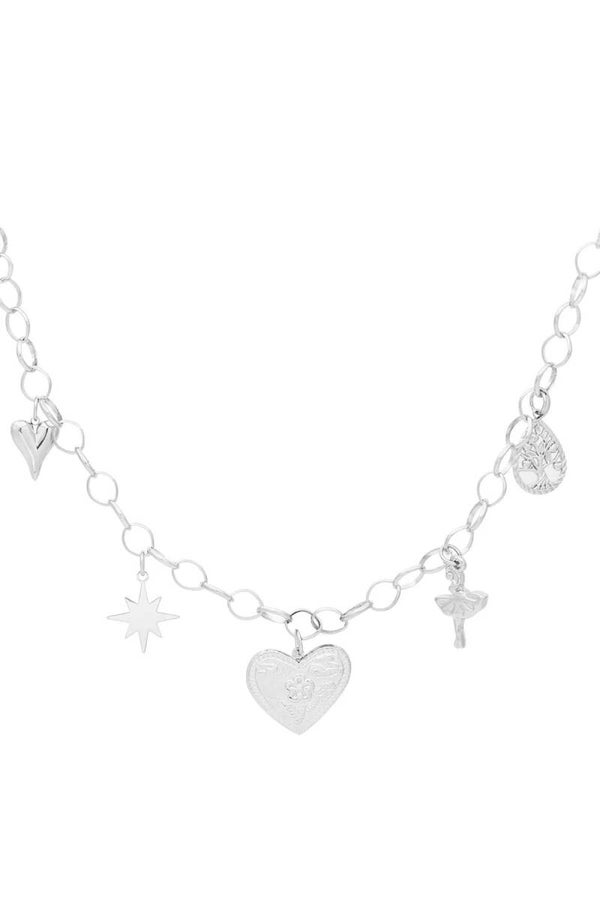 Bedelketting heartfelt sparkle zilver