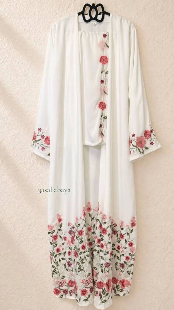 White Embroidery Abaya