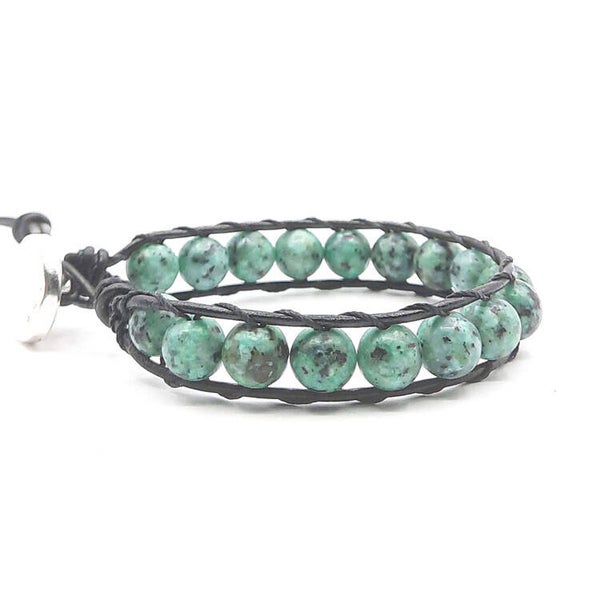 Single 8 mm Bleached lake green.