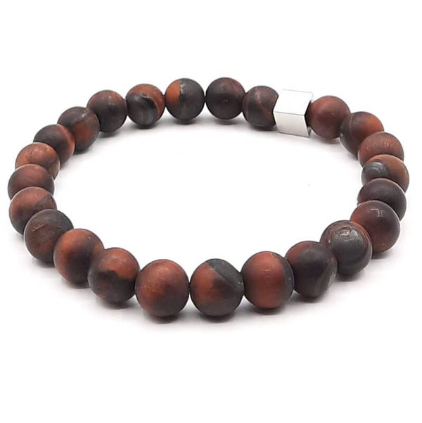 Natuursteen 8mm Red tigereye mat.