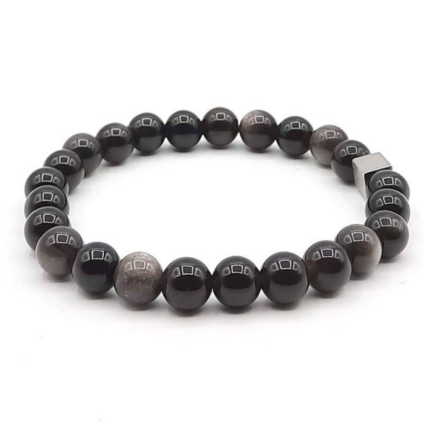 Natuursteen 8mm Silver obsidan.