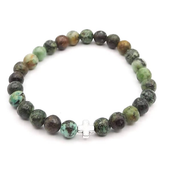 Natuursteen armband 6 mm African turquoise.