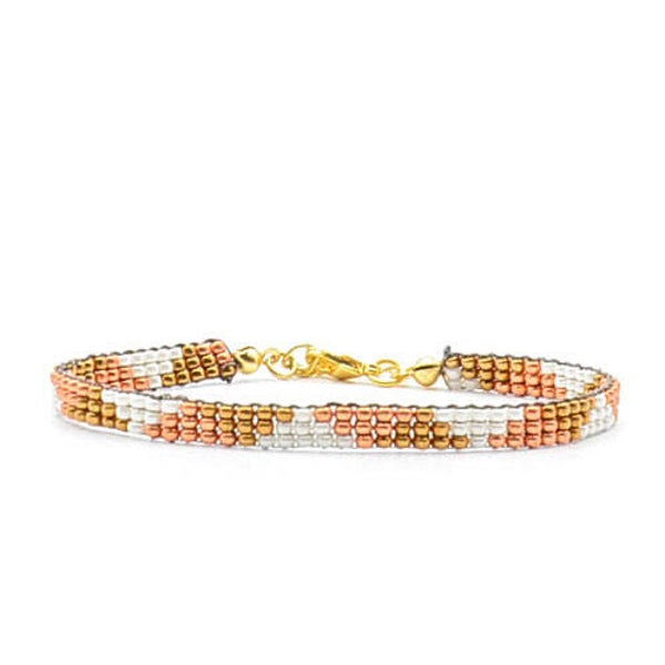 Weefarmband 3 rijen brons koper.