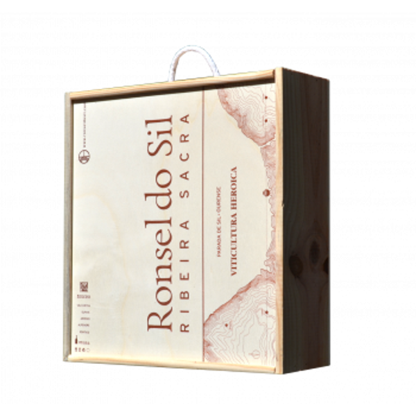 Caja madera 3 botellas Ronsel do Sil