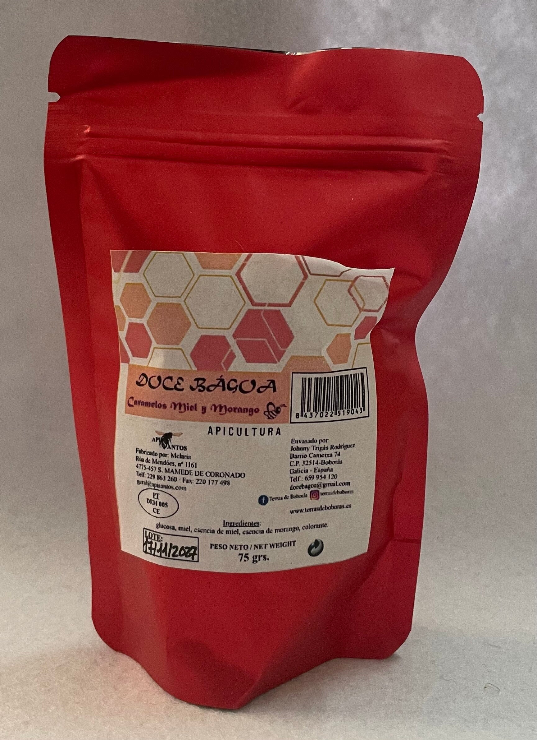 Caramelos de Miel y Morango Docea Bagoa 75grs (Terra de Boboras)