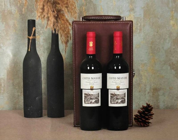 UD 5: Estuche de Cuero con 2 Botellas de Coto Mayor Crianza 750ml - Rioja