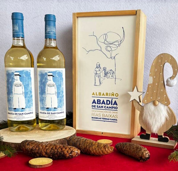 Vino Blanco Abadia de San Campio Lías Albariño 750ml - caja 2 botellas (Terras Gauda) - Rias Baixas
