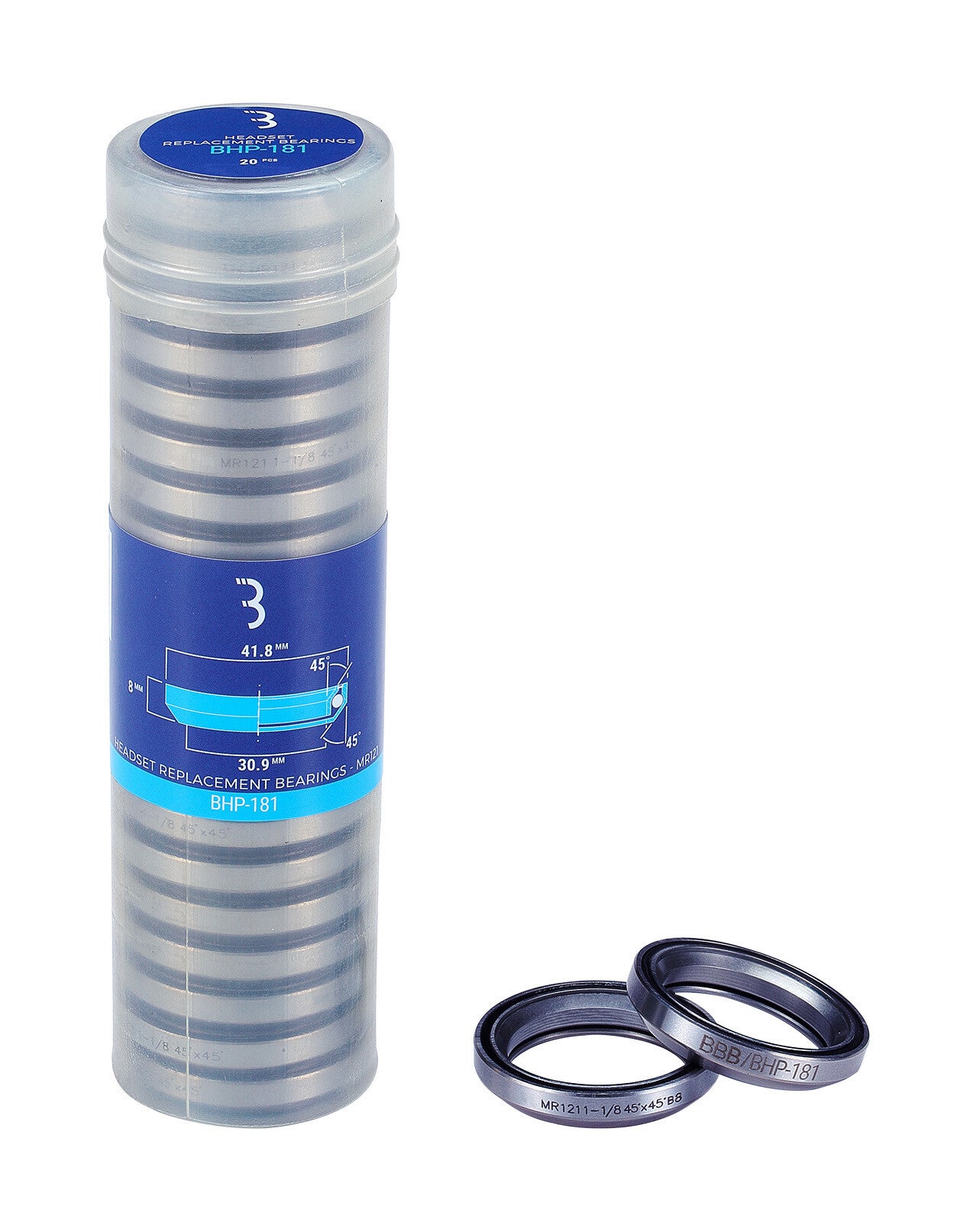 BHP-181 - Headset Bearings (×20, 1.1/8, 41.8×8mm 45°×45°)