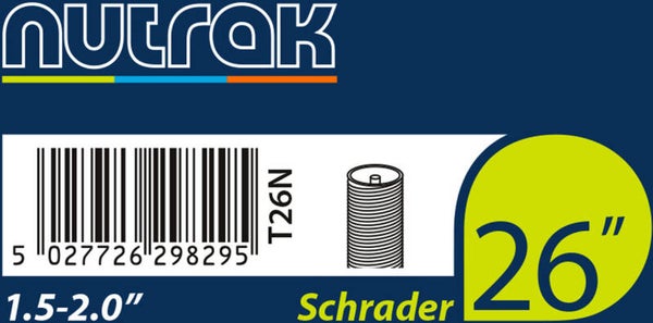 Nutrak 26" Inner Tube 1.50–2.0 Schrader Valve 32mm MTB Bike Tube 56/60-559
