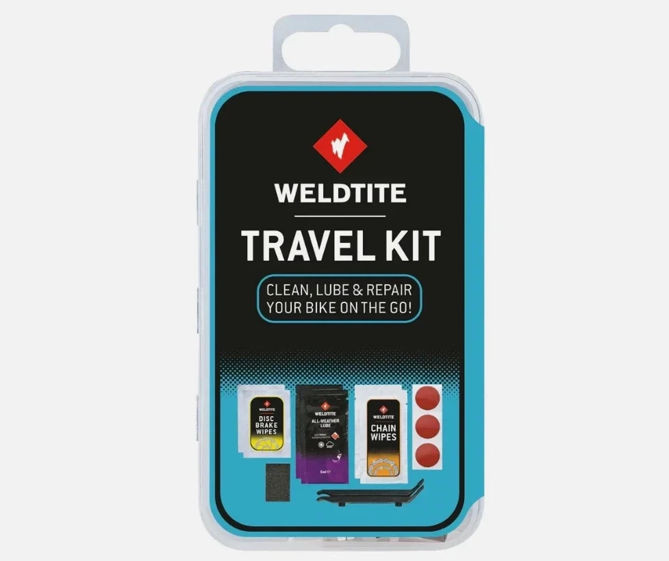 WELDTITE TRAVEL BIKE REPAIR KIT – PUNCTURE REPAIR, LUBE & TYRE LEVERS
