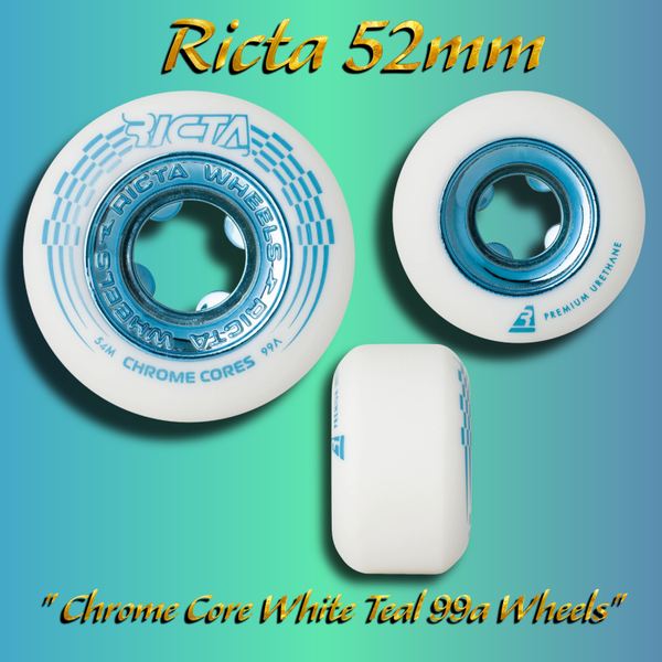 Ricta 53mm Chrome Core White Teal 99a Wheels