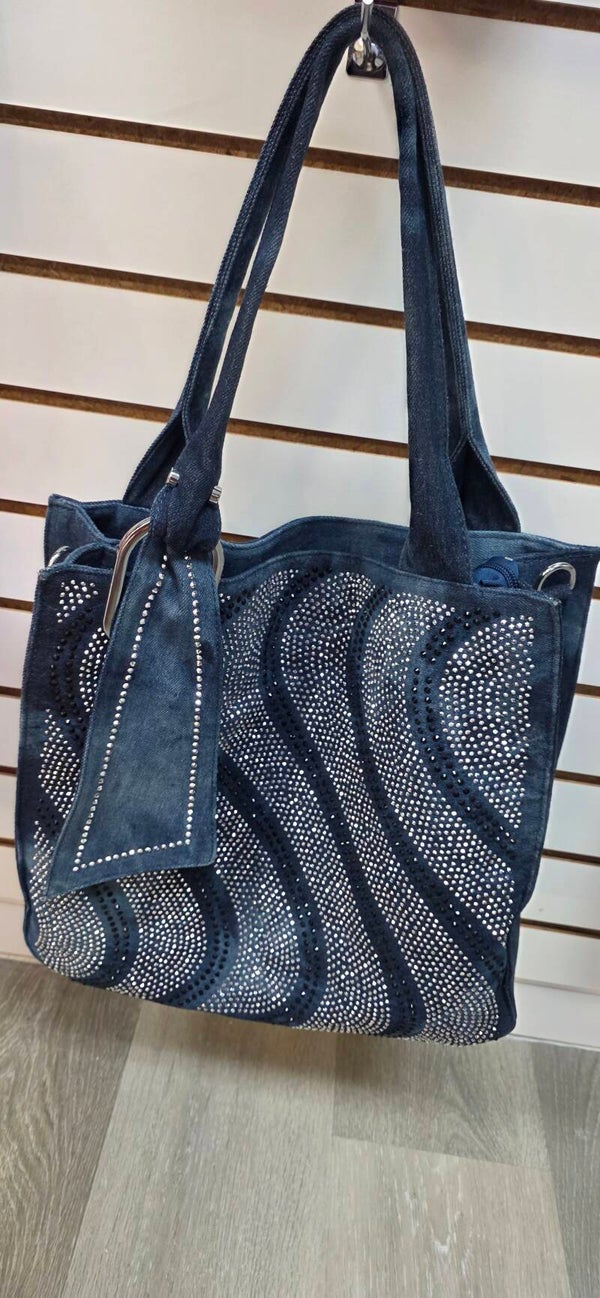 Casual ladies denim rhinestone bag