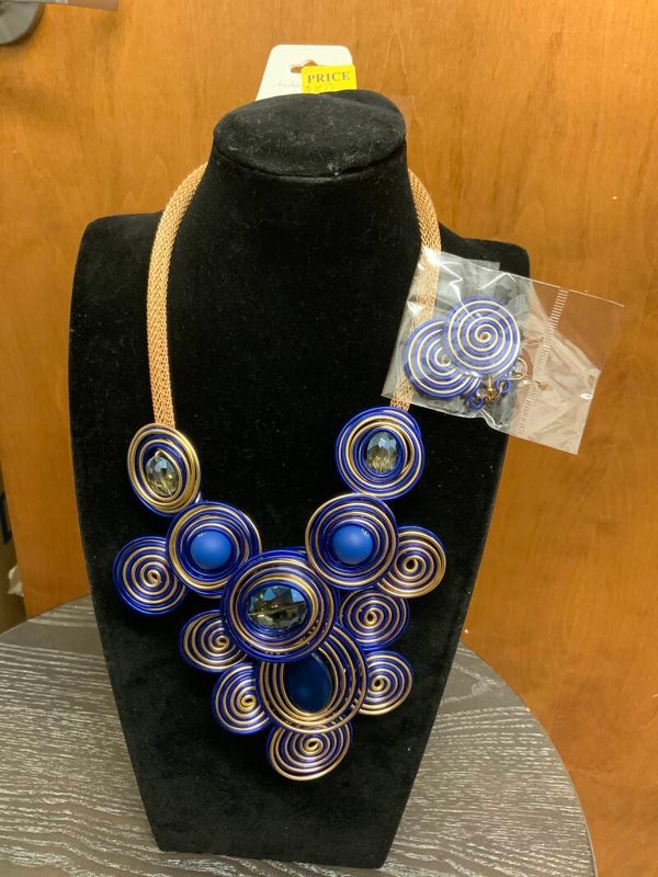 Blue and Gold Earring set
