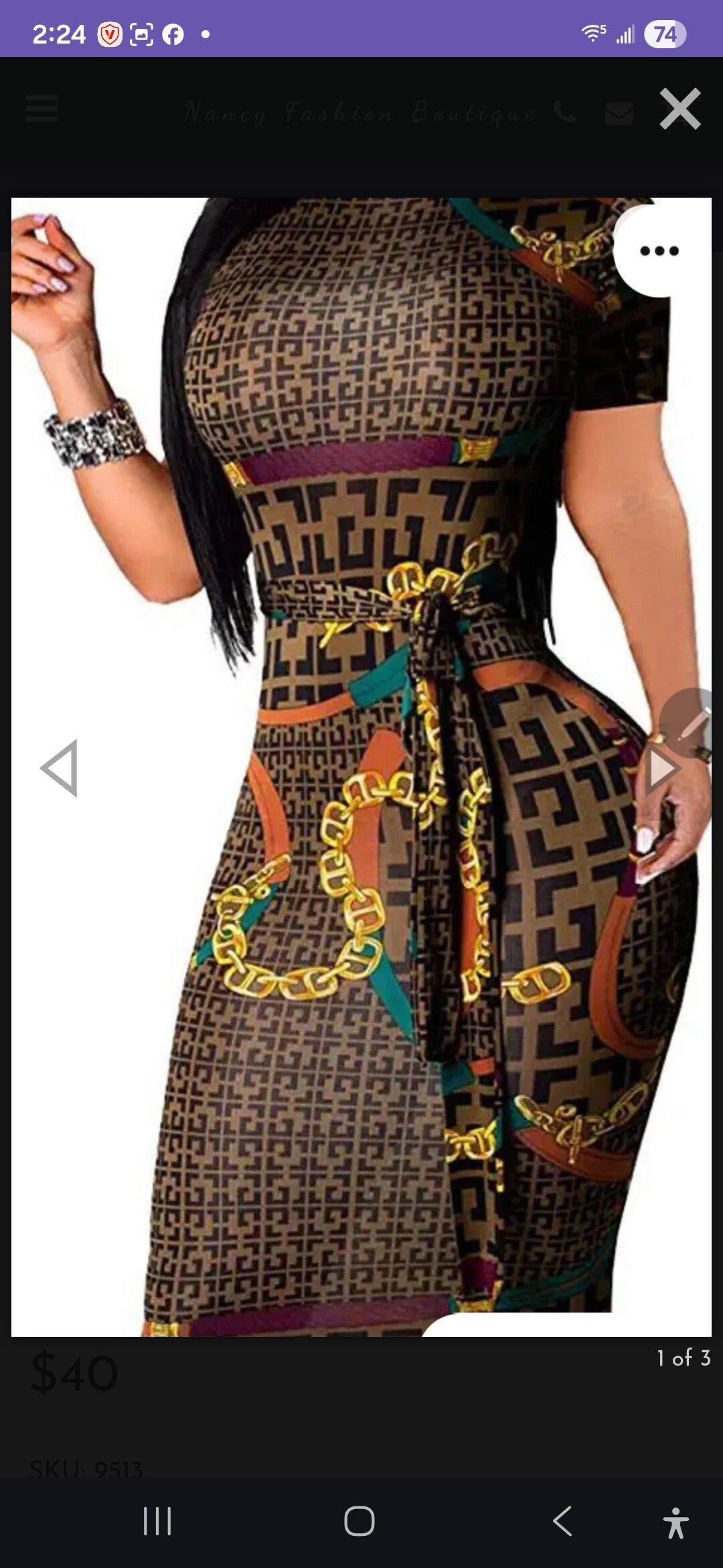 Brown Chain Body Con