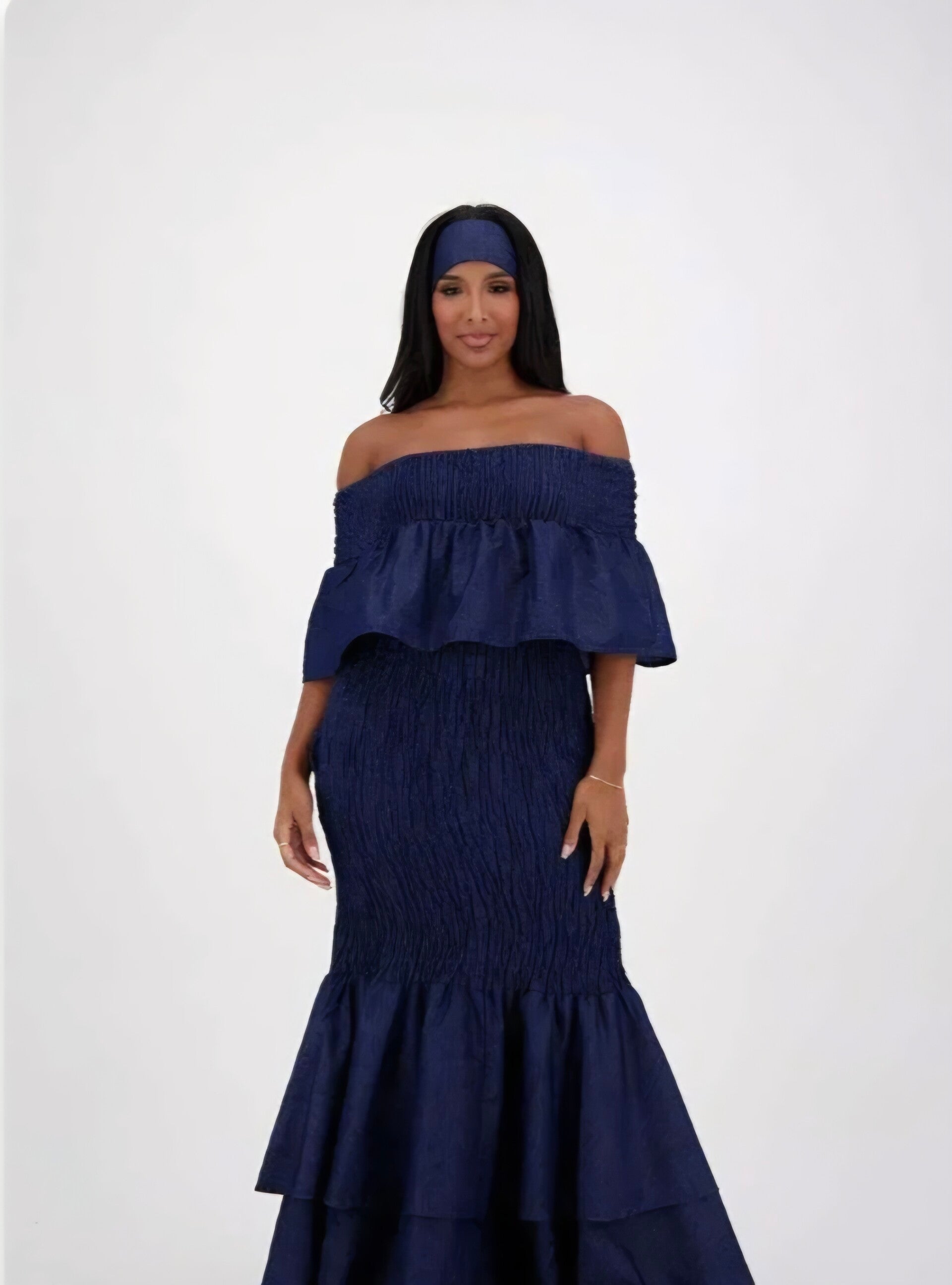 Sexy Blue jean Denim off shoulder dress