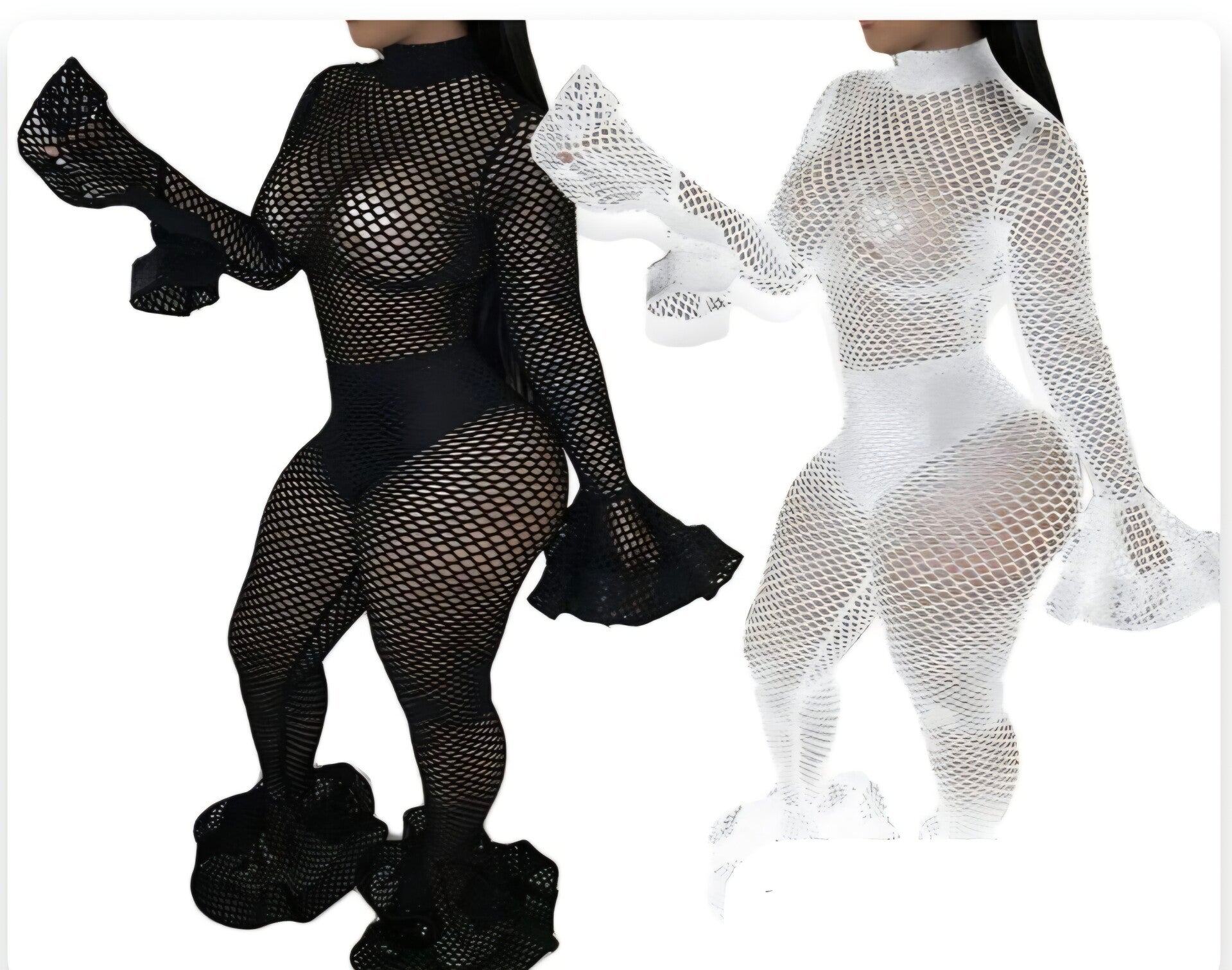 Sexy ruffled Fishnet