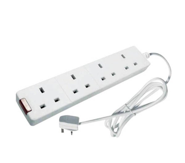 CED 4-Way 13 Amp 5m Extension Lead White with Neon Light