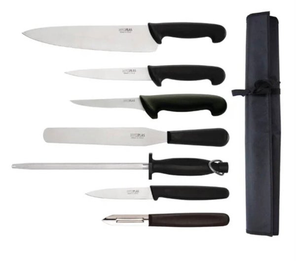 Hygiplas 7 Piece Knife Starter Set With 26.5cm Chef Knife and Roll Bag