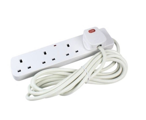 CED 4-Way 13 Amp 2m Extension Lead White with Neon Light