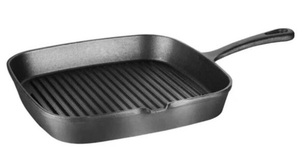 Vogue Square Cast Iron Ribbed Skillet Pan
