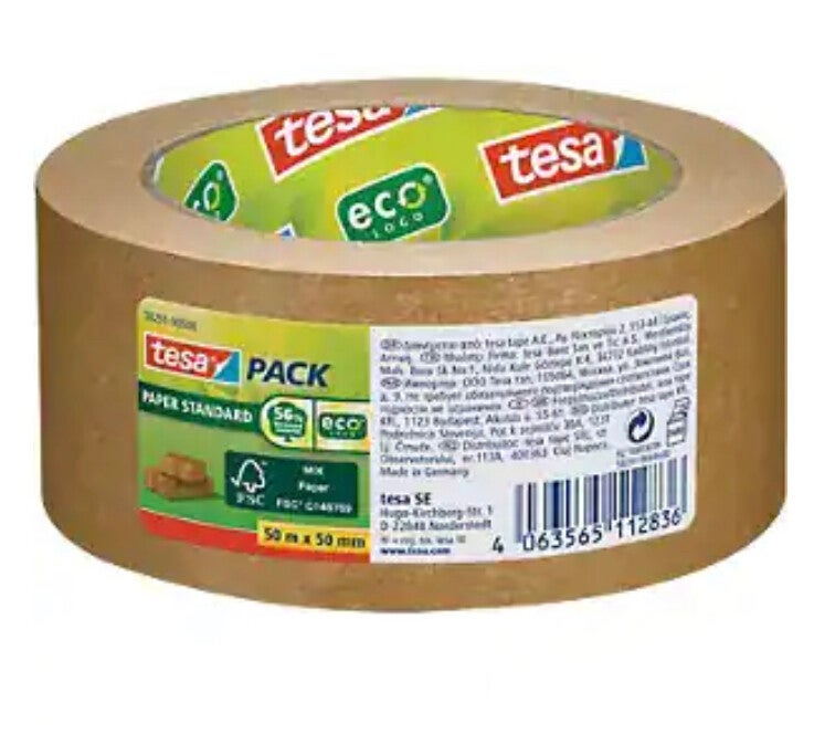 tesa Packaging Tape tesapack Paper Standard Brown 50 mm (W) x 50 m (L) Paper
