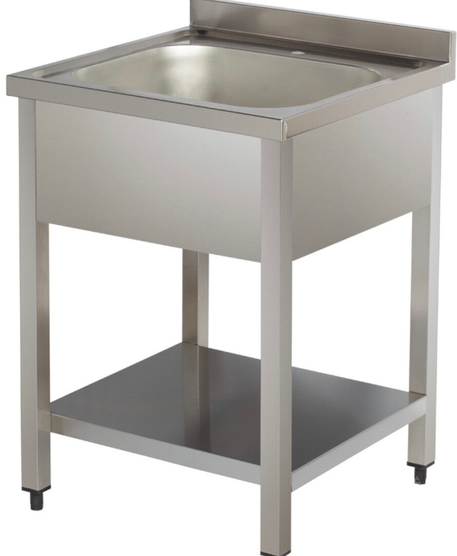 Commercial Sink Stainless steel with 1 large bowl 500x400x300mm Bottom shelf Splashback 800mm Depth 600mm