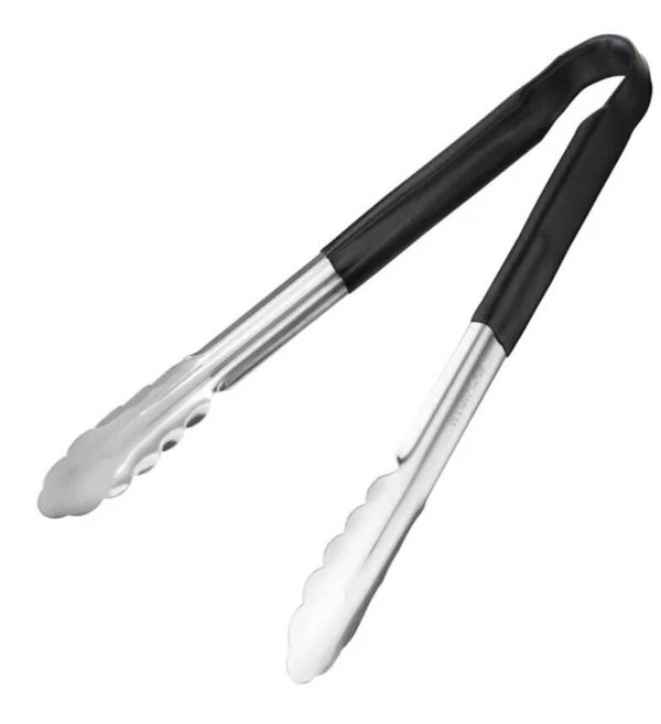 Hygiplas Colour Coded Black Serving Tongs 300mm